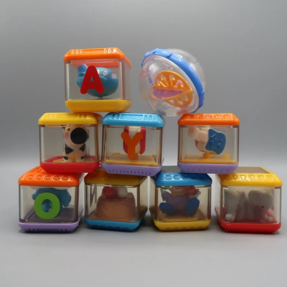 9 Fisher Price Peek A Boo Blocks Stacking Sensory Animals Letters Lot